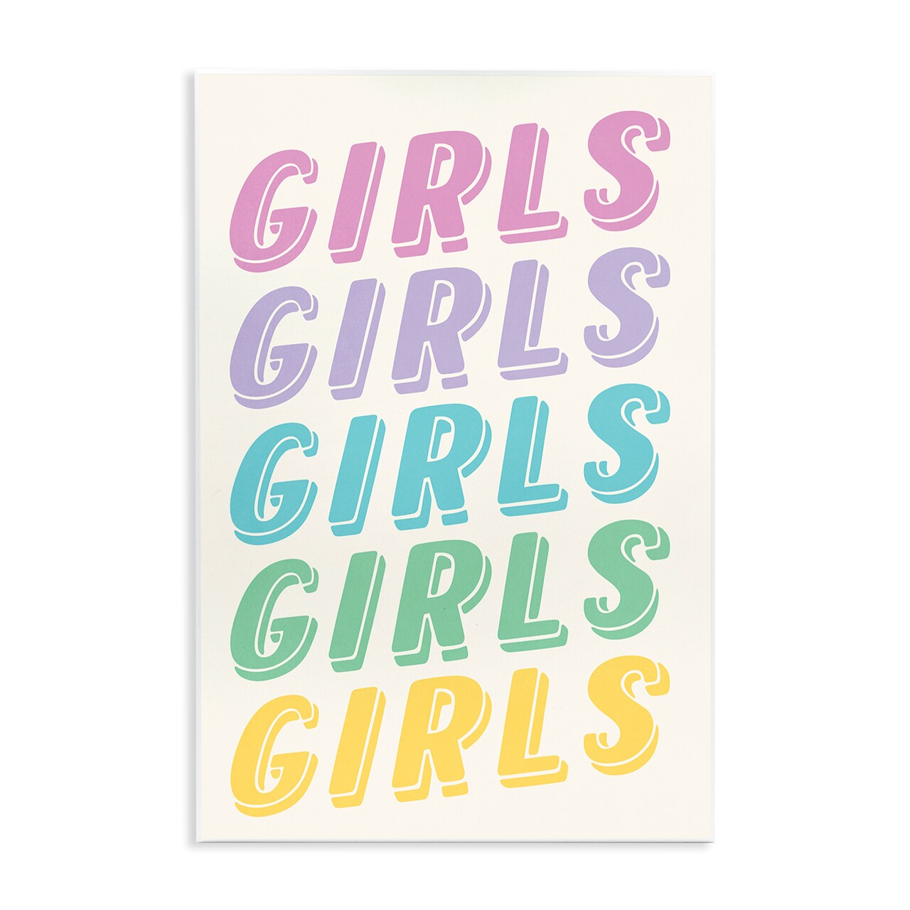 Stupell Industries Pastel Retro Girls Text Wall Plaque Art Design by Nataly White